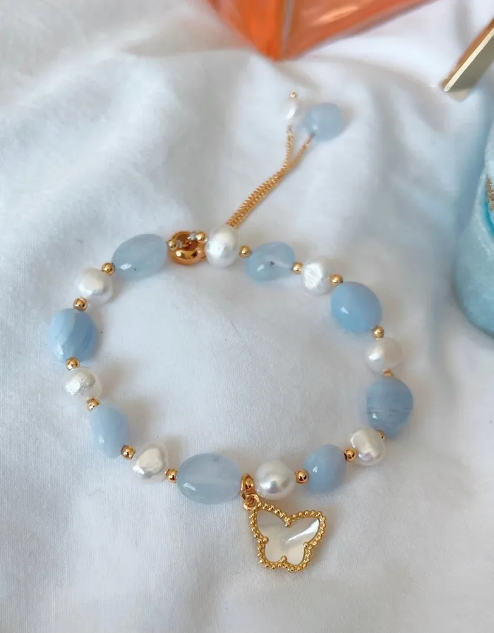 Bracelets Blue Aquamarine Stone Bracelet MP Jewelry