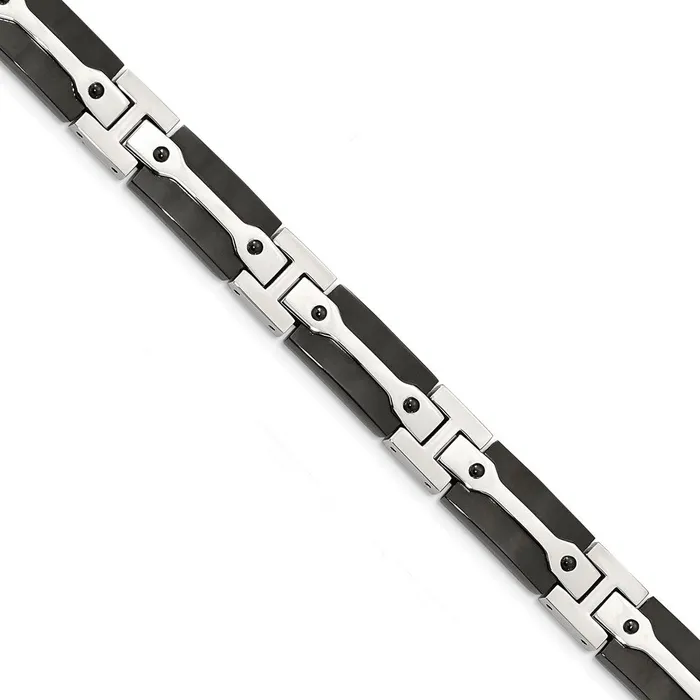 Bracelets Chisel Stainless Steel Polished Black IPplated 9 inch Link Bracelet TreasureFineJewelers Bracelets Chisel Stainless Steel Polished Black IPplated 9 inch Link Bracelet TreasureFineJewelers