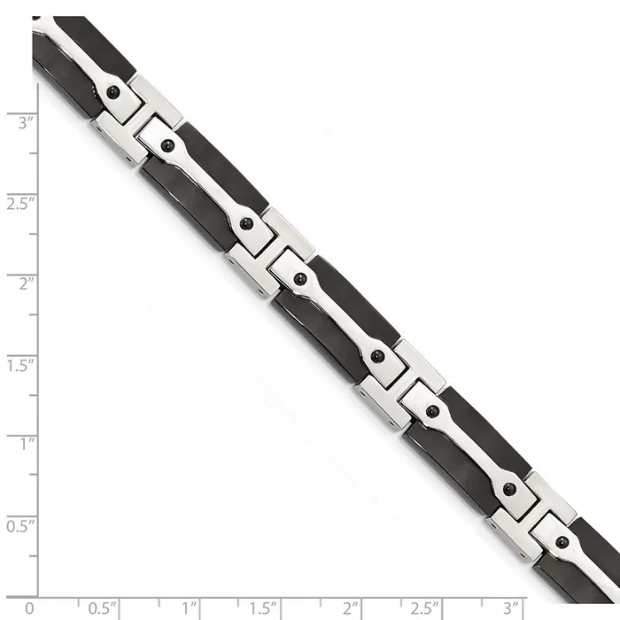 Bracelets Chisel Stainless Steel Polished Black IPplated 9 inch Link Bracelet TreasureFineJewelers
