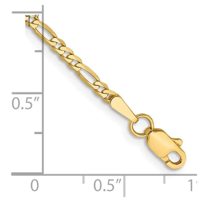 Bracelets TreasureFineJewelers 14K 8 inch 225mm Flat Figaro with Lobster Clasp Bracelet Bracelets TreasureFineJewelers 14K 8 inch 225mm Flat Figaro with Lobster Clasp Bracelet