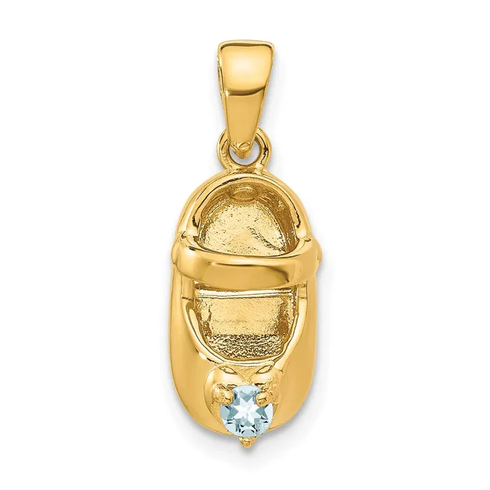 Charm Necklaces 14k 3D MarchSynthetic Stone Engraveable Baby Shoe Charm TreasureFineJewelers Charm Necklaces 14k 3D MarchSynthetic Stone Engraveable Baby Shoe Charm TreasureFineJewelers