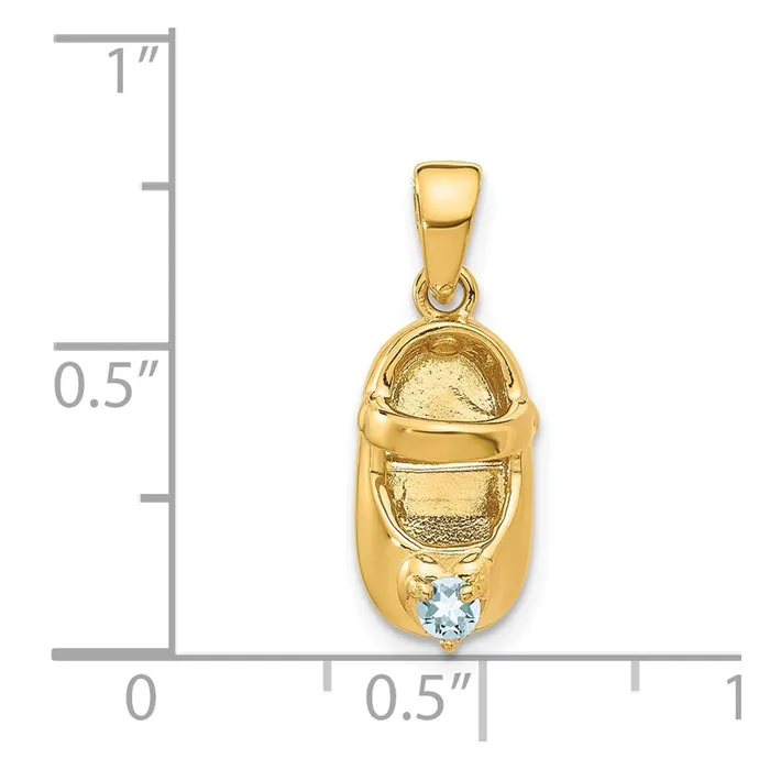Charm Necklaces 14k 3D MarchSynthetic Stone Engraveable Baby Shoe Charm TreasureFineJewelers