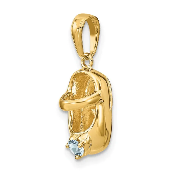 Charm Necklaces 14k 3D MarchSynthetic Stone Engraveable Baby Shoe Charm TreasureFineJewelers