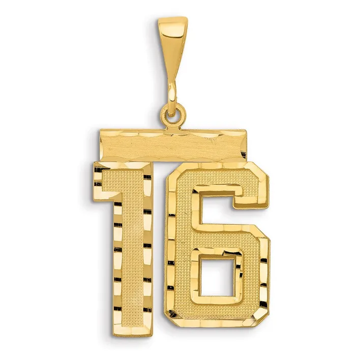 Charm Necklaces 14k Small Brushed Diamondcut Number 16 Charm TreasureFineJewelers Charm Necklaces 14k Small Brushed Diamondcut Number 16 Charm TreasureFineJewelers