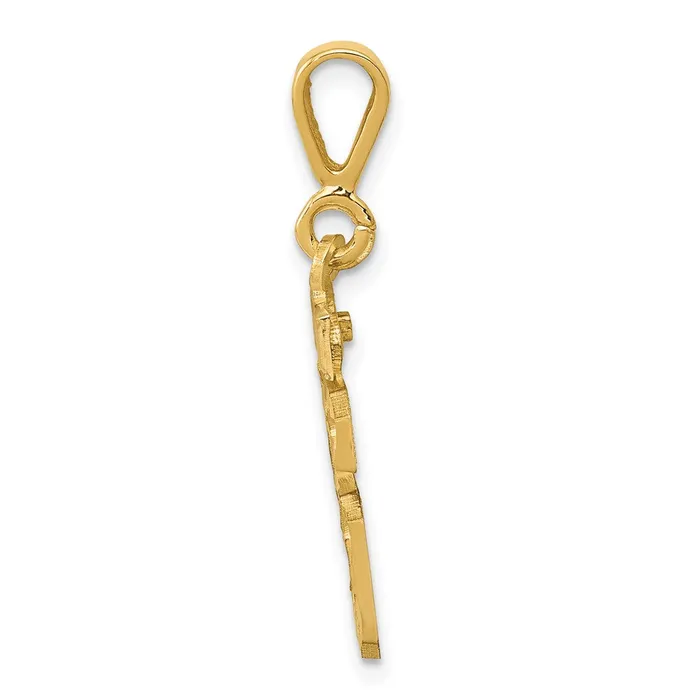 Charm Necklaces 14k Small Brushed Diamondcut Number 16 Charm TreasureFineJewelers