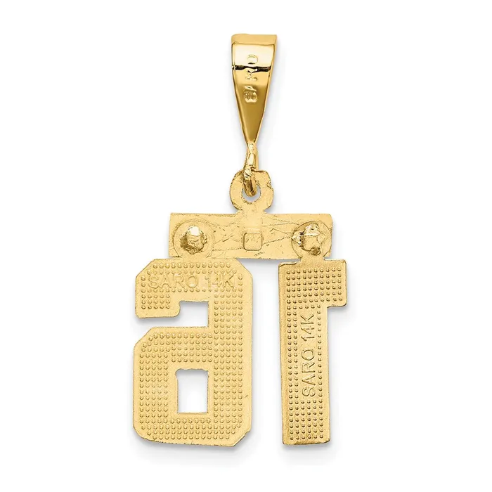 Charm Necklaces 14k Small Brushed Diamondcut Number 16 Charm TreasureFineJewelers
