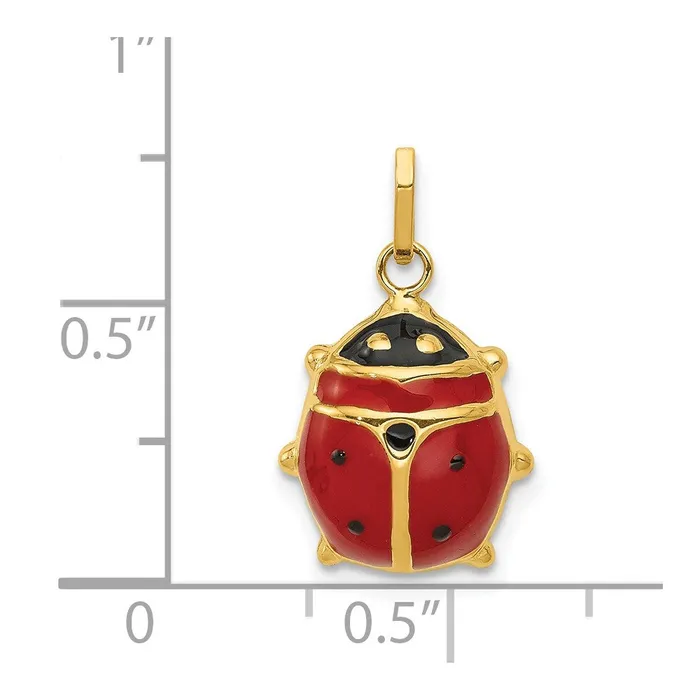 Charm Necklaces 14k Yellow Gold Enameled Ladybug Charm TreasureFineJewelers
