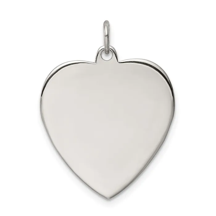 Charm Necklaces SS Rhplt Engraveable Heart Polished FrontSatin Back Disc Charm TreasureFineJewelers Charm Necklaces SS Rhplt Engraveable Heart Polished FrontSatin Back Disc Charm TreasureFineJewelers