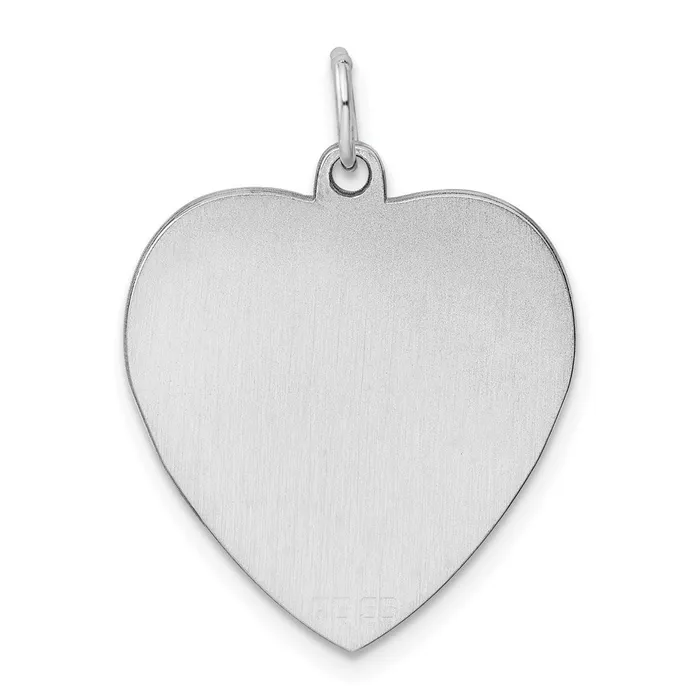 Charm Necklaces SS Rhplt Engraveable Heart Polished FrontSatin Back Disc Charm TreasureFineJewelers