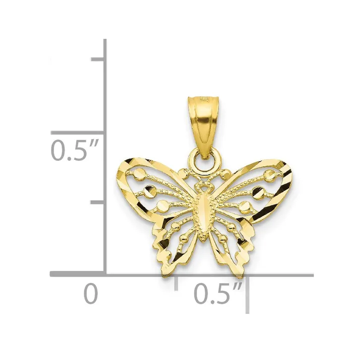 Charm Necklaces TreasureFineJewelers 10k DiamondCut Butterfly Charm