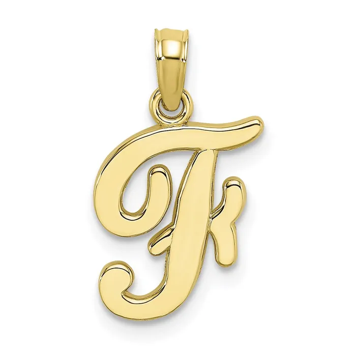 Charm Necklaces TreasureFineJewelers 10k Yellow Gold Polished F Script Initial Charm Charm Necklaces TreasureFineJewelers 10k Yellow Gold Polished F Script Initial Charm