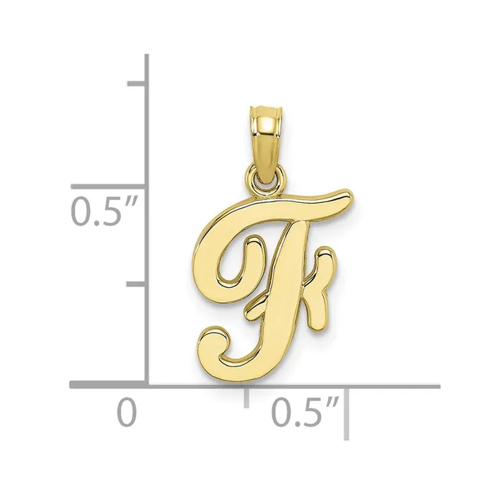 Charm Necklaces TreasureFineJewelers 10k Yellow Gold Polished F Script Initial Charm