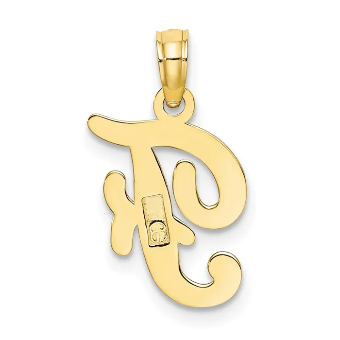 Charm Necklaces TreasureFineJewelers 10k Yellow Gold Polished F Script Initial Charm