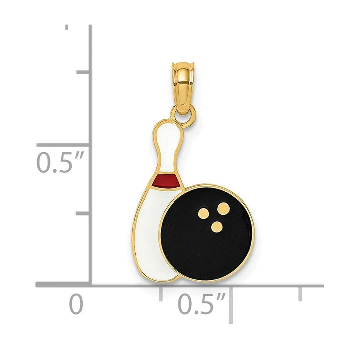 Charm Necklaces TreasureFineJewelers 14K Enamel Bowling Ball and Pin Charm