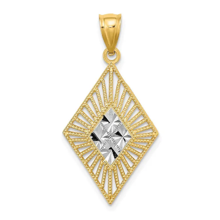 Charm Necklaces TreasureFineJewelers 14K wRhodium DC Diamond Shape Charm Charm Necklaces TreasureFineJewelers 14K wRhodium DC Diamond Shape Charm