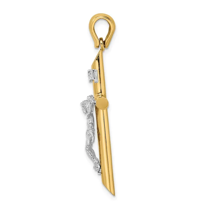 Charm Necklaces TreasureFineJewelers 14K W Rhodium Polished Crucifix Charm