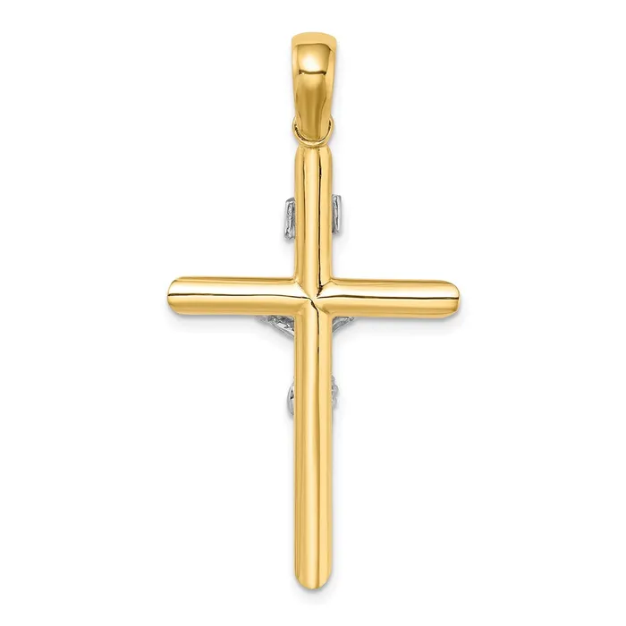 Charm Necklaces TreasureFineJewelers 14K W Rhodium Polished Crucifix Charm