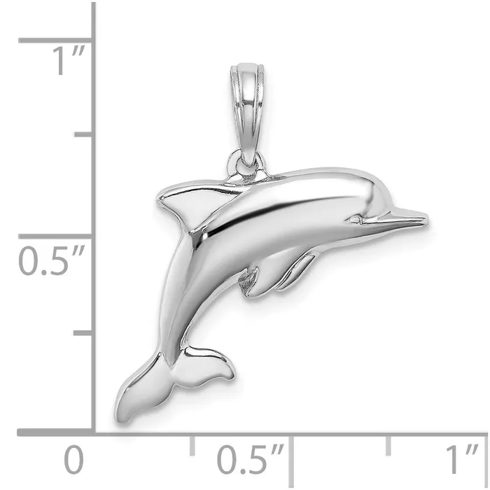 Charm Necklaces TreasureFineJewelers 14K White Gold 3D Puffed Dolphin Charm