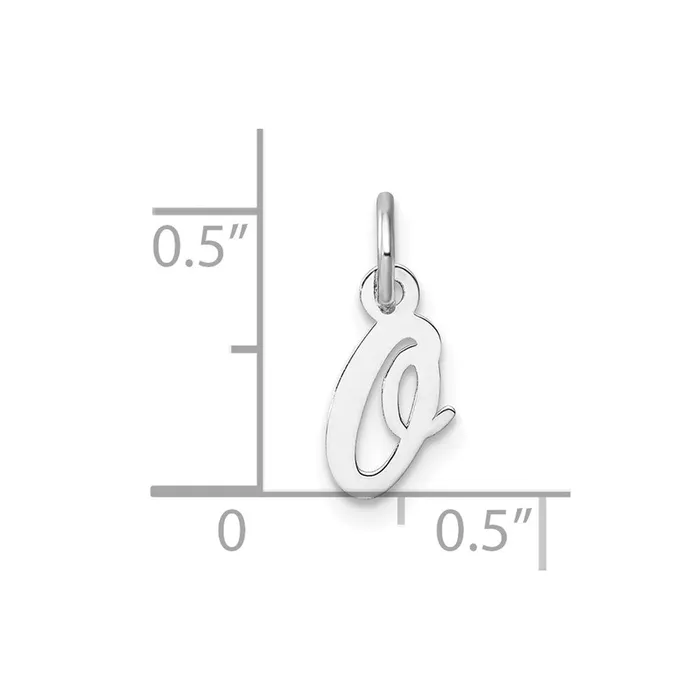 Charm Necklaces TreasureFineJewelers 14k White Gold Small Script Letter O Initial Charm
