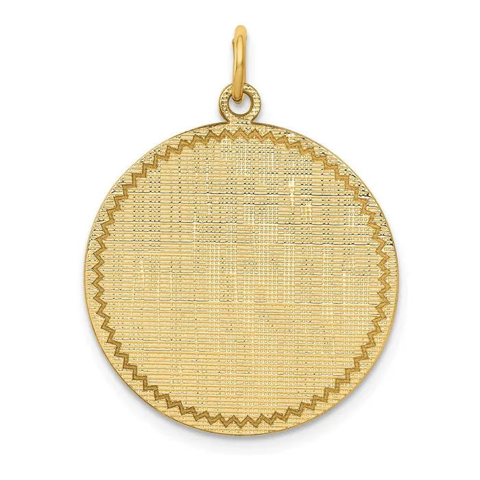 Charm Necklaces TreasureFineJewelers 14k Yellow Gold Patterned 018 Gauge Circular Engravable Disc Charm
