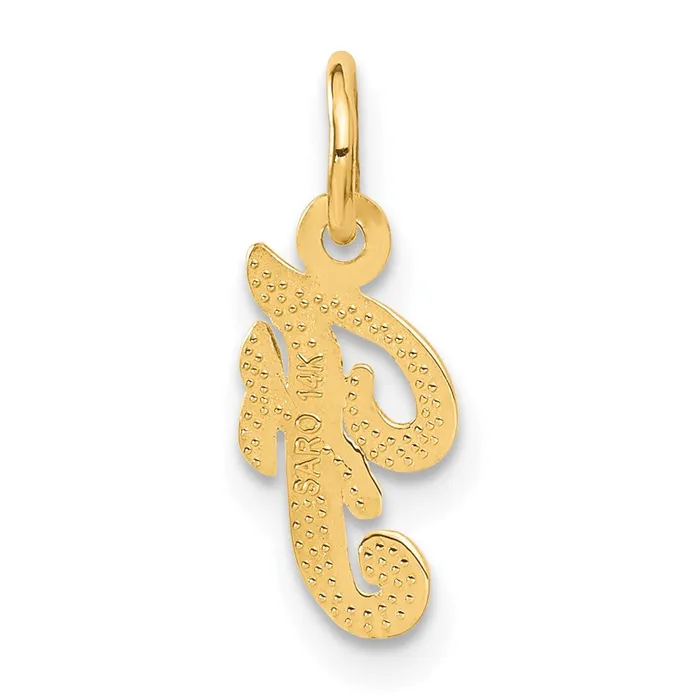 Charm Necklaces TreasureFineJewelers 14k Yellow Gold Script Letter F Initial Charm