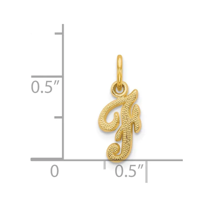 Charm Necklaces TreasureFineJewelers 14k Yellow Gold Script Letter F Initial Charm