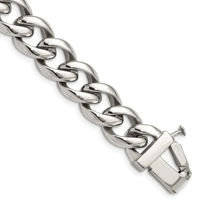 Chisel Stainless Steel Polished Curb Chain 85 inch ID Bracelet TreasureFineJewelers Bracelets Chisel Stainless Steel Polished Curb Chain 85 inch ID Bracelet TreasureFineJewelers Bracelets