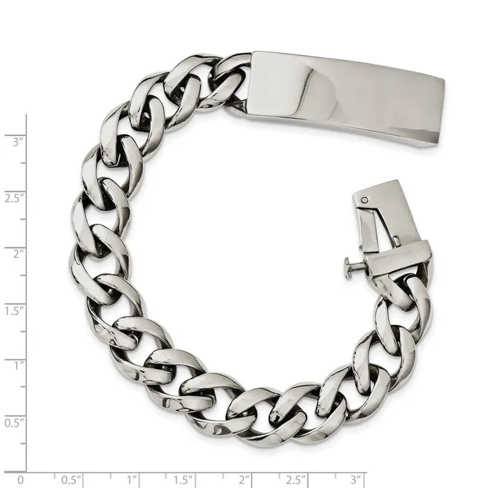 Chisel Stainless Steel Polished Curb Chain 85 inch ID Bracelet TreasureFineJewelers Bracelets