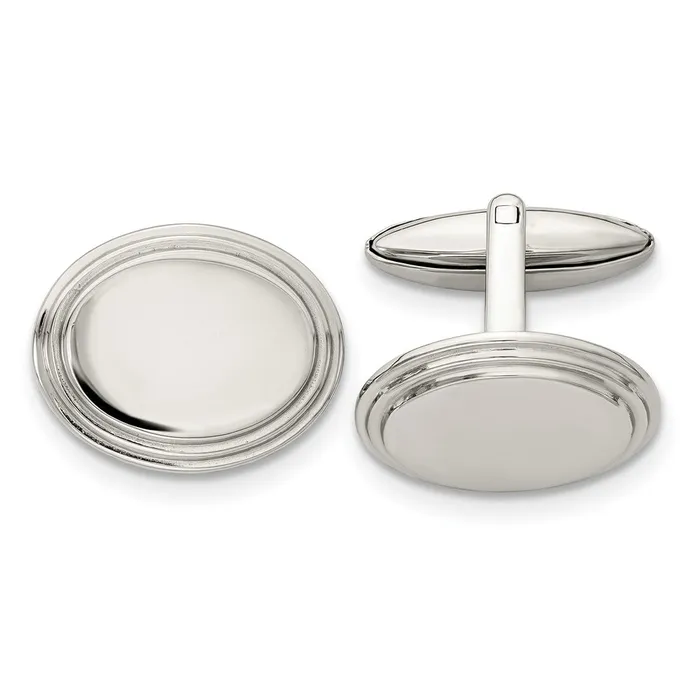 Chisel Stainless Steel Polished Oval Cufflinks TreasureFineJewelers Bracelets Chisel Stainless Steel Polished Oval Cufflinks TreasureFineJewelers Bracelets