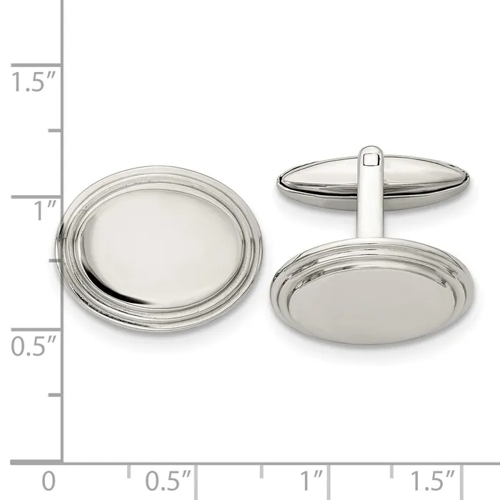Chisel Stainless Steel Polished Oval Cufflinks TreasureFineJewelers Bracelets