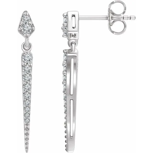 Earrings 14K White 14 CTW Diamond Dangle Earrings TreasureFineJewelers