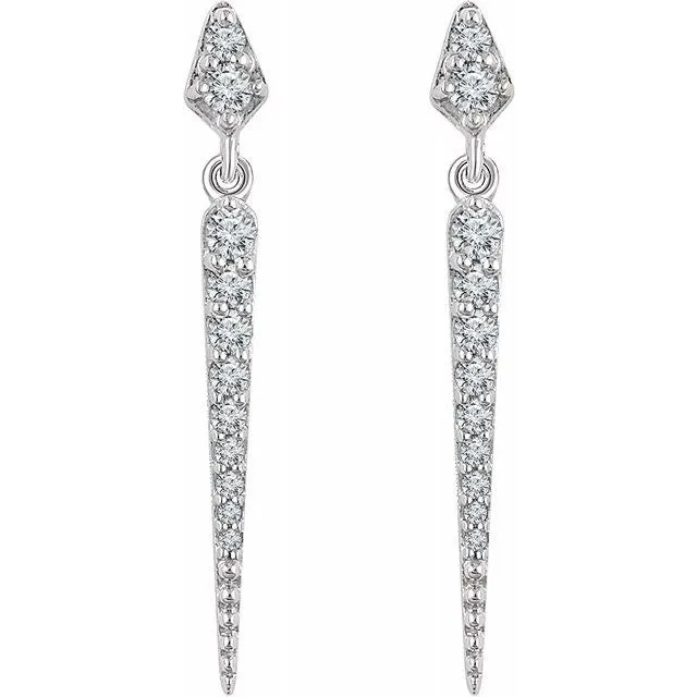 Earrings 14K White 14 CTW Diamond Dangle Earrings TreasureFineJewelers