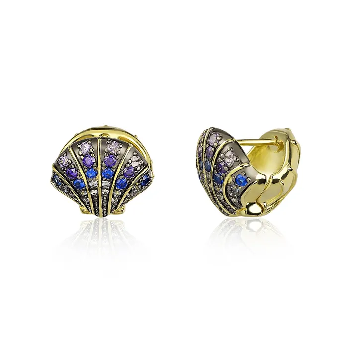 Earrings Clamshell Huggie Earrings vendorunknown