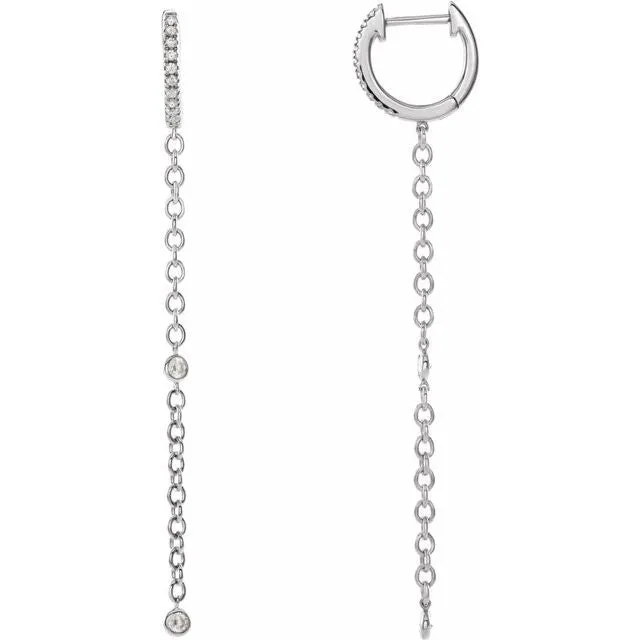 Earrings TreasureFineJewelers 14K White 14 CTW Diamond Hinged Hoop Chain Earrings Earrings TreasureFineJewelers 14K White 14 CTW Diamond Hinged Hoop Chain Earrings