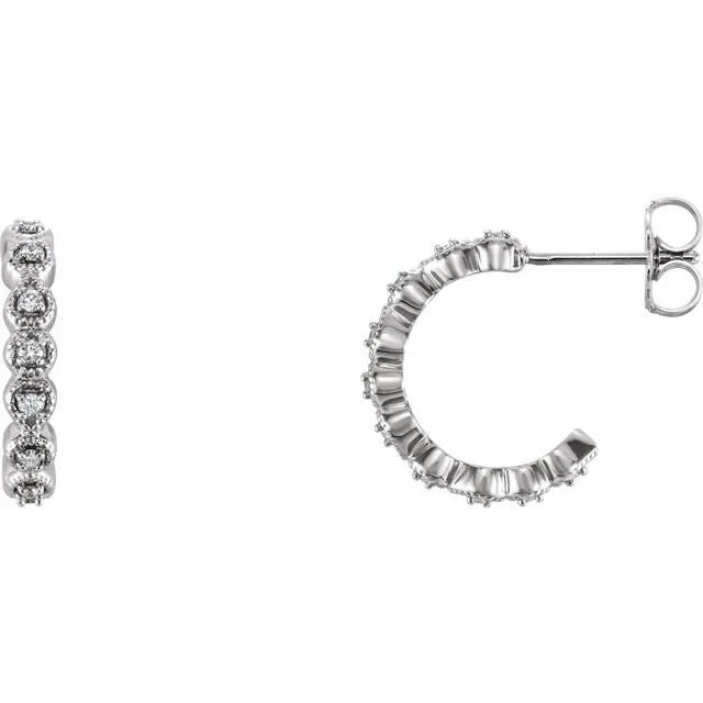 Earrings TreasureFineJewelers 14K White 16 CTW Diamond Hoop Earrings