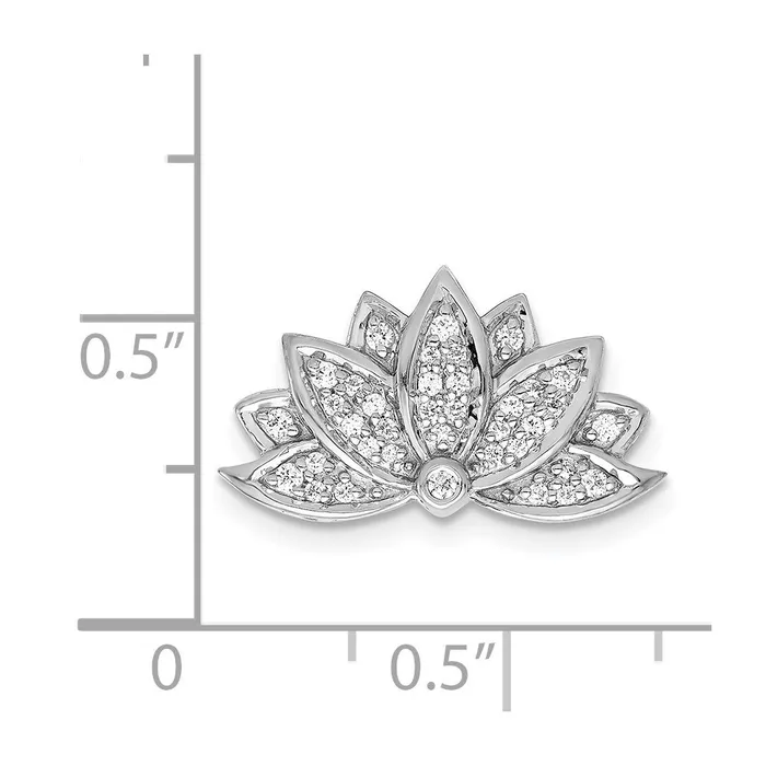 Earrings TreasureFineJewelers 14k White Gold 15ct Diamond Lotus Flower Chain Slide