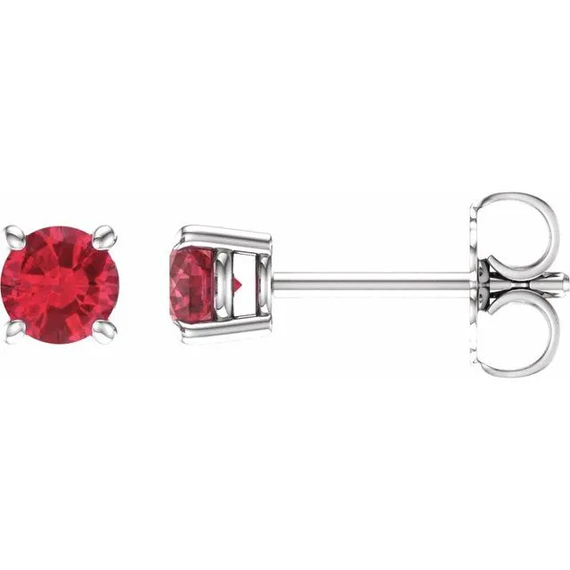 Earrings TreasureFineJewelers 14K White Gold 4 mm Natural Ruby Stud Earrings with Friction Post Earrings TreasureFineJewelers 14K White Gold 4 mm Natural Ruby Stud Earrings with Friction Post