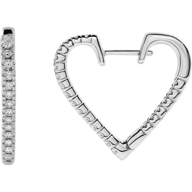 Earrings TreasureFineJewelers 14K White Gold 58 CTW Natural Diamond Heart Earrings Earrings TreasureFineJewelers 14K White Gold 58 CTW Natural Diamond Heart Earrings