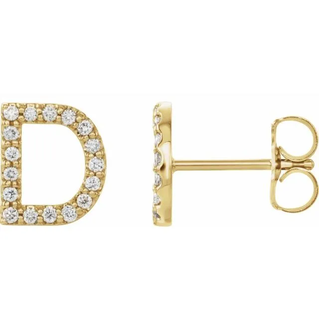 Earrings TreasureFineJewelers 14K Yellow 07 CTW Diamond Single Initial D Earring Earrings TreasureFineJewelers 14K Yellow 07 CTW Diamond Single Initial D Earring