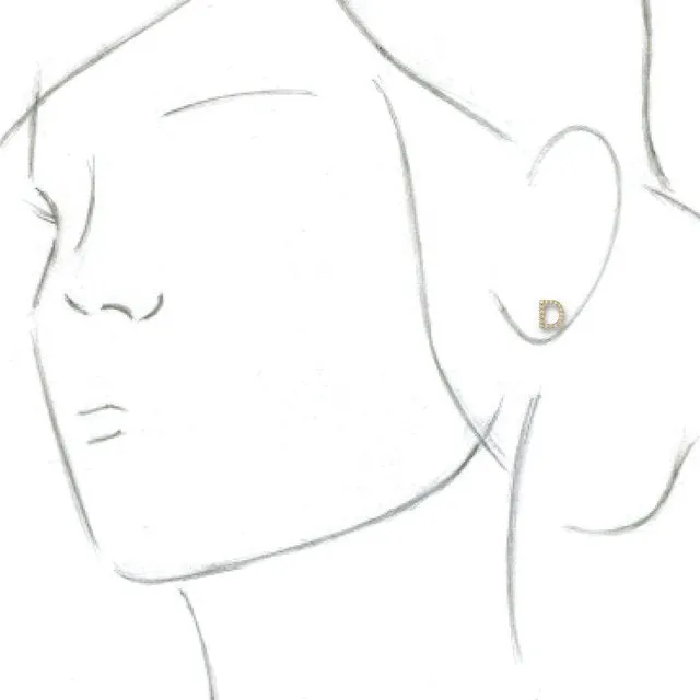 Earrings TreasureFineJewelers 14K Yellow 07 CTW Diamond Single Initial D Earring
