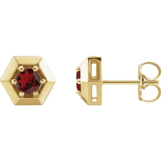Earrings TreasureFineJewelers 14K Yellow Gold Natural Mozambique Garnet Geometric Earrings Earrings TreasureFineJewelers 14K Yellow Gold Natural Mozambique Garnet Geometric Earrings