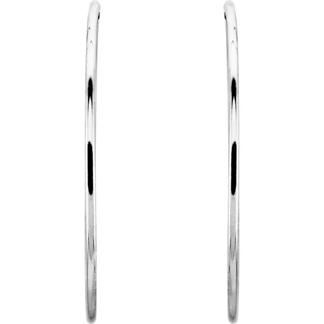 Earrings TreasureFineJewelers Sterling Silver 51 mm Endless Hoop Tube Earrings
