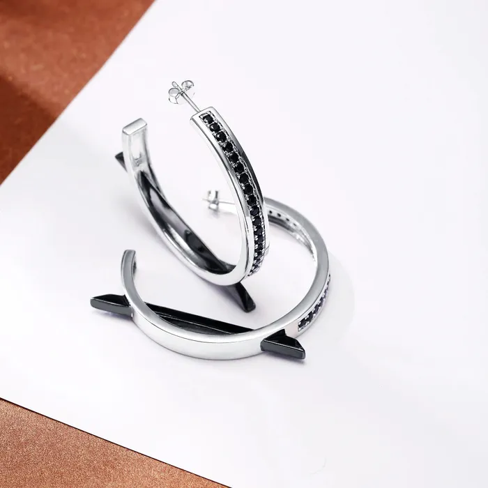 Earrings Trendolla Jewelry Black Cubic Zirconia Diamond Triangle Earrings Multiple Perspectives collection Designed by Alexandra Baltazar