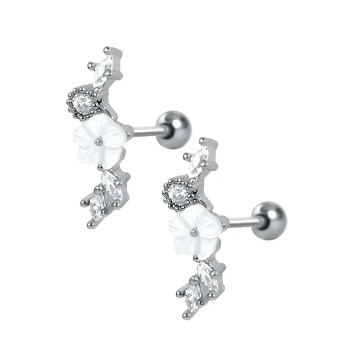 Earrings Trendolla Jewelry Flower Disc Piercing Barbell Ball Back Earrings Sleeper Earrings