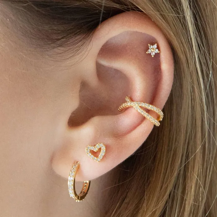 Earrings Trendolla Jewelry Halo Heart Piercing Barbell Ball Back Earrings Sleeper Earrings