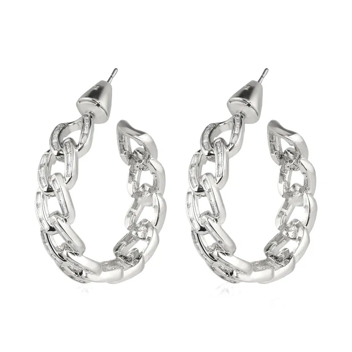 Earrings vendorunknown Chain Gang Small Hoop EarringsGunmetal