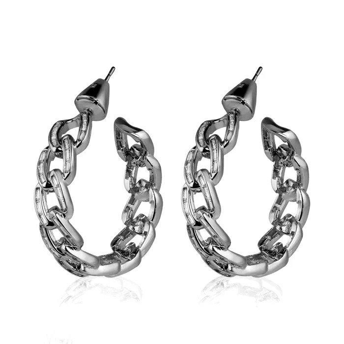 Earrings vendorunknown Chain Gang Small Hoop EarringsGunmetal