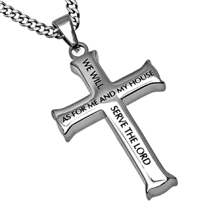 Joshua 2415 Necklace Cross Pendant ME AND MY HOUSE Bible Verse Stainless Steel with Curb Chain North Arrow Shop Necklaces Joshua 2415 Necklace Cross Pendant ME AND MY HOUSE Bible Verse Stainless Steel with Curb Chain North Arrow Shop Necklaces