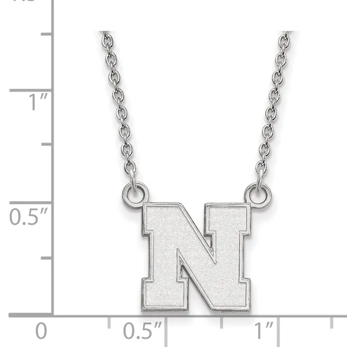 Necklaces 10K White Gold University of Nebraska Small Pendant with Necklace TreasureFineJewelers