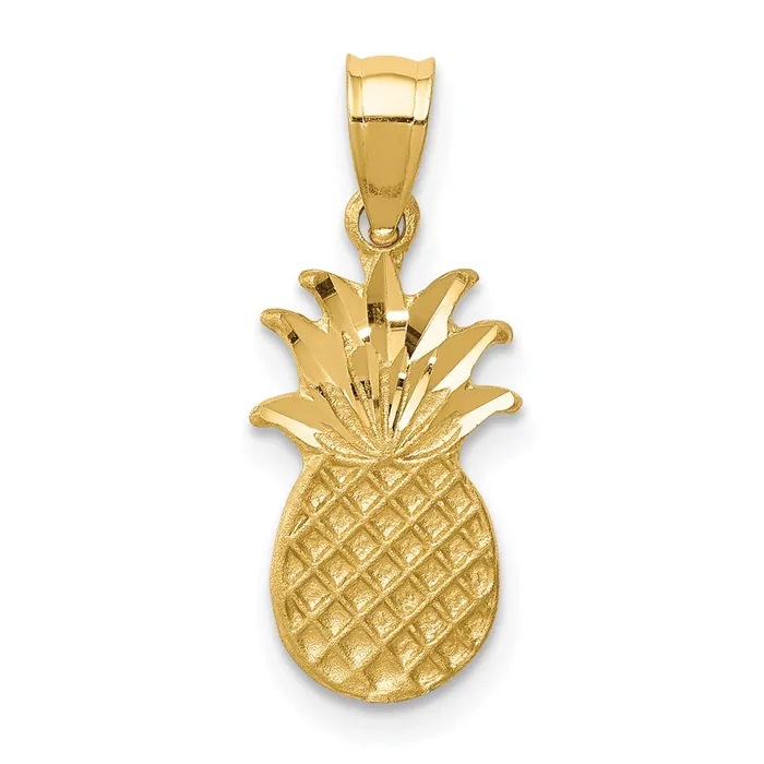 Necklaces 14K Brushed Diamondcut Pineapple Pendant TreasureFineJewelers